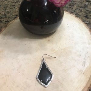 Kendra Scott Alex Black Drop Earring in Silver